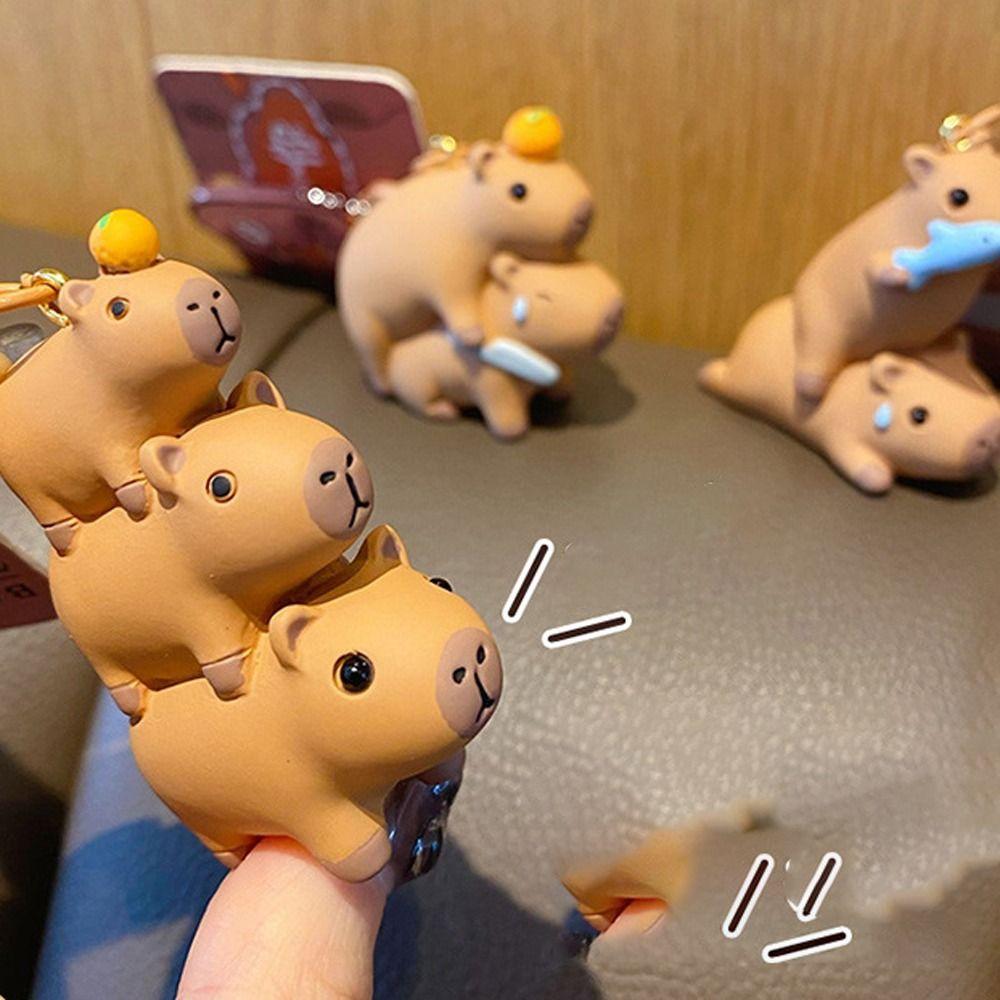 Kawaii Capybara Keychain Cute Capibara Keyring Backpack Decor Capybara Pendant  Car Key Pendant