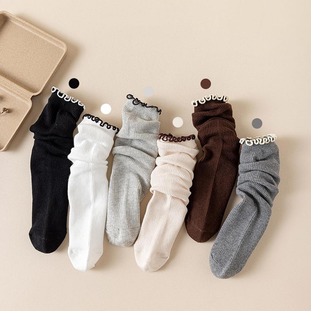 4-8J Süße Rüschen Mädchen Lange Socken Einfarbige Gestrickte Kniestrümpfe Frühling Herbst Kinder Baumwollsocken
