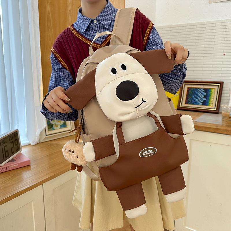 

Color Block Cartoon Backpack Student Campus Schoolbag хакі