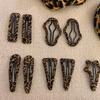 2PCS Vintage Leopard Print Water Drop Hair Clip For Women Fashion Jewelry Everyday Wear Hair Accessories