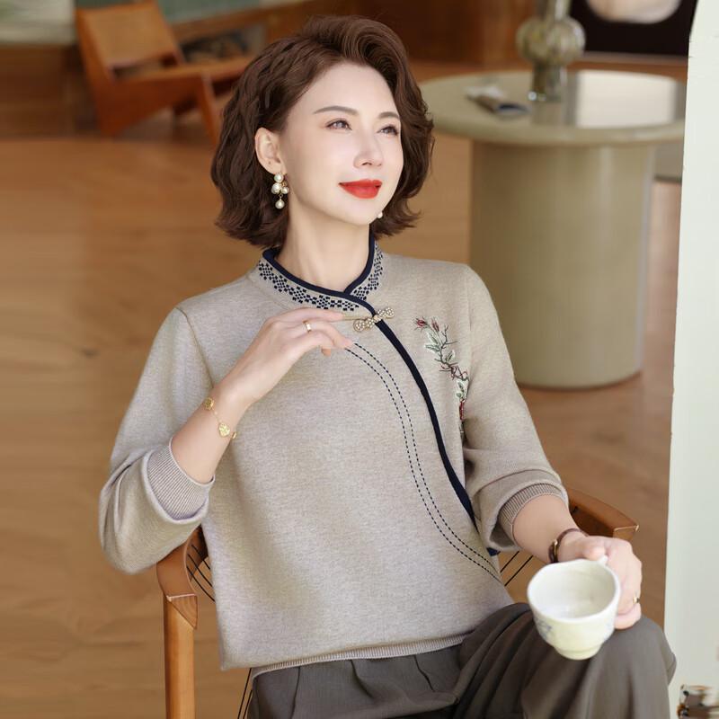 Hodo Women's New Chinese Style Embroidered Knitted Sweater