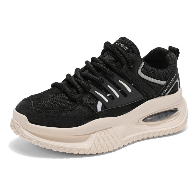 Tênis Esportivos Masculinos Casual Estilo de Rua Plataforma Tênis Estudantes Tamanho Grande Preto Tênis de Skate Aumento de Altura