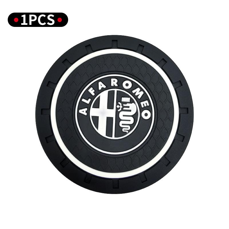 

For Alfa Romeo 1/2pcs Non-slip Car Water Cup Pad Coaster Rubber Mat For Alfa Romeo Mito Brera 147 Giulietta 159 156 Stelvio Spor