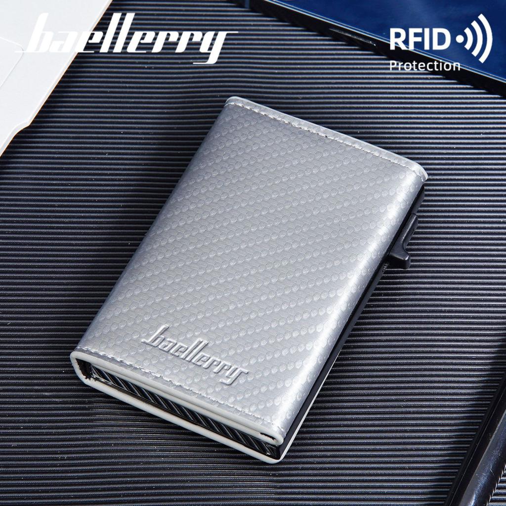 New Men's Card Bag RFID Automatic Pop-up Zipper Carbon Fiber Magnetic Card Clip Men