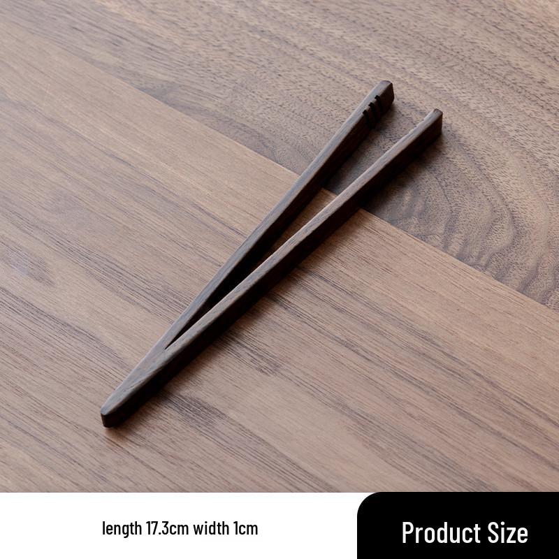 Ebony Tea Ceremony Set: Tea Tongs, Tweezers, Cup Clips, Needle, Scoop, Fork, and Shovel. Solid Wood Accessories for Gongfu Tea Rituals.
