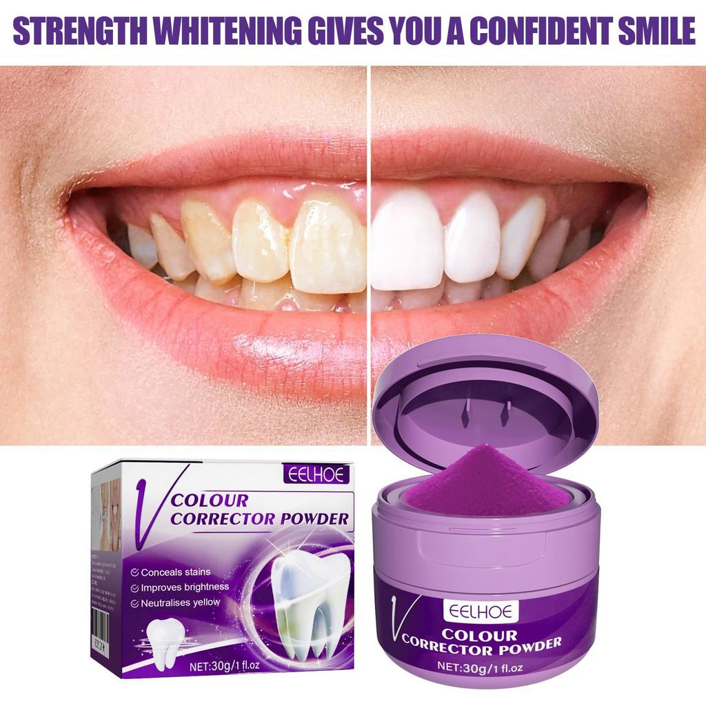 Teeth Whitening Purple Powder Cleaning Oral Hygiene Toothpaste Remove Plaque Stains Fresh Breath Dental Bleaching Care Tools