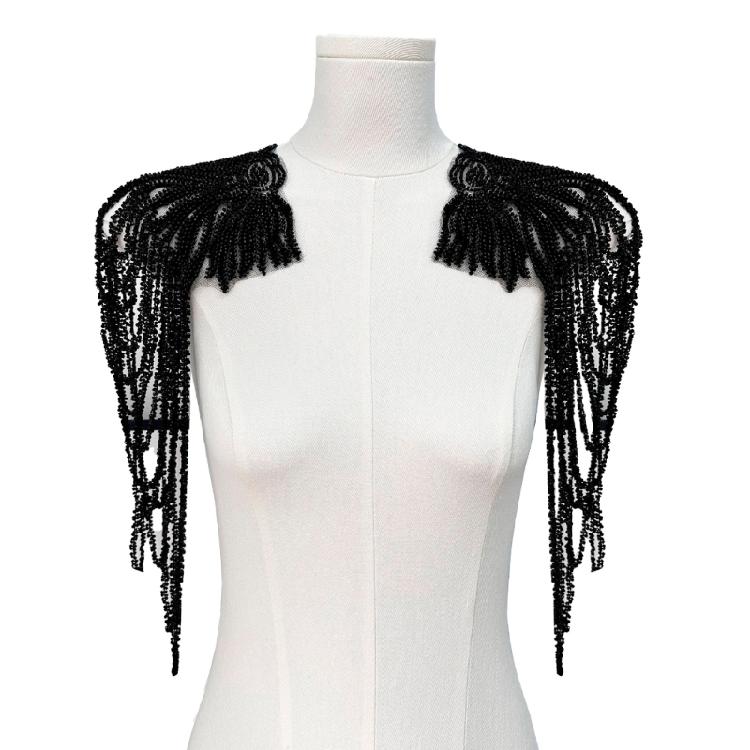 Pair Of Sequins Fringe Shoulder Patches For Party Attire Comfortable Long Wear Decorative Accent