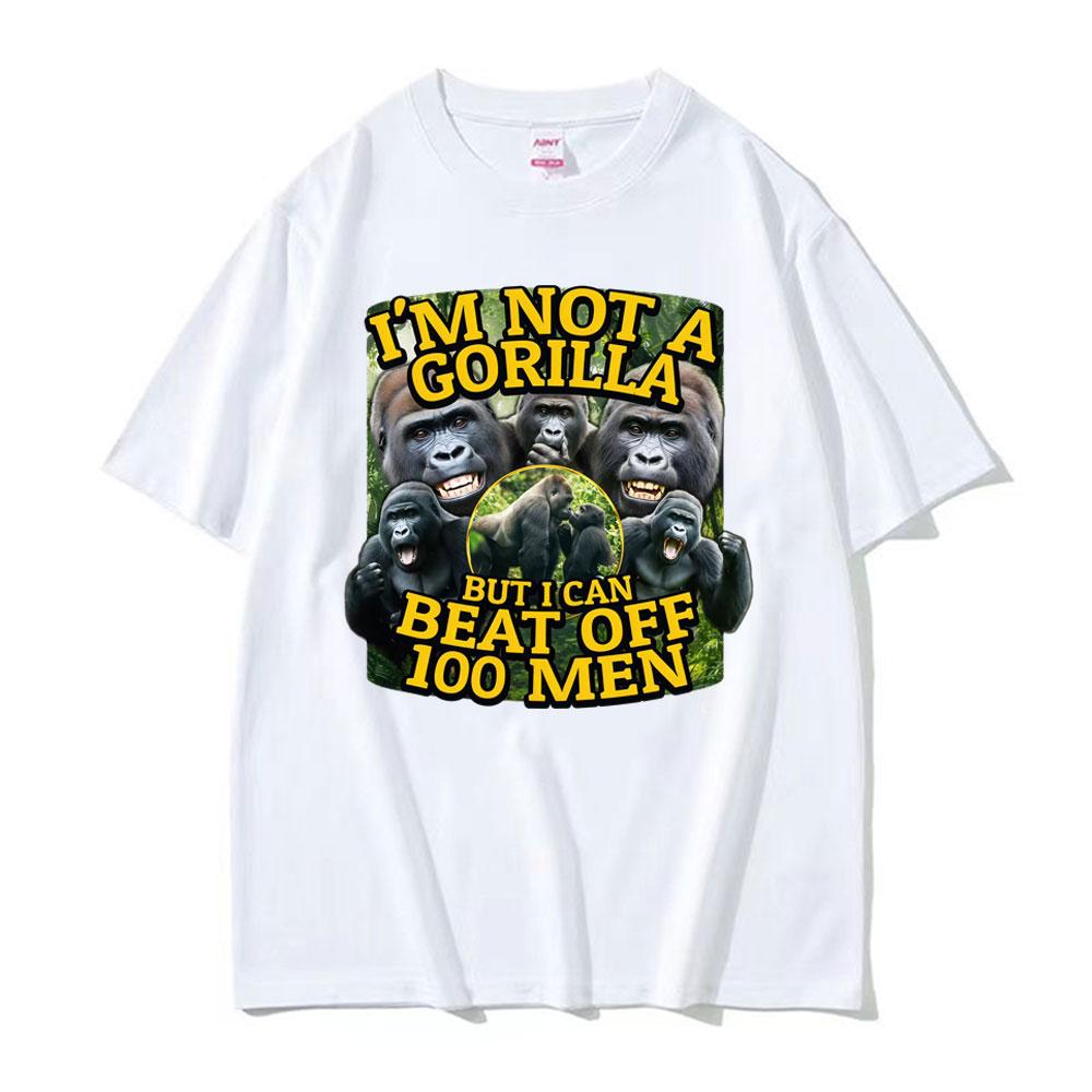 Funny Gorilla Vs 100 Men Meme Graphic T Shirts Men's Women Vintage Fashion Summer T-shirts Casual Summer High Quality T Shirt