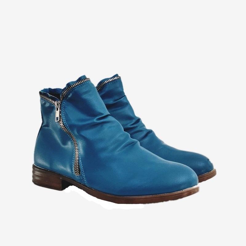 Autumn/Winter Large-Size Leather Boots – Side Zipper Martin Boots for Women