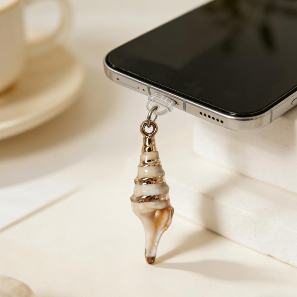 Ocean-Themed Conch-Shaped 3D Phone Dust Plug, Adds a Light Luxury Ocean Atmosphere to Electronic Devices for Daily Use