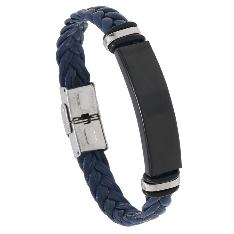 Meier Beautiful jewelry braided stainless steel men bracelet casual glossy leather bracelet bracelet