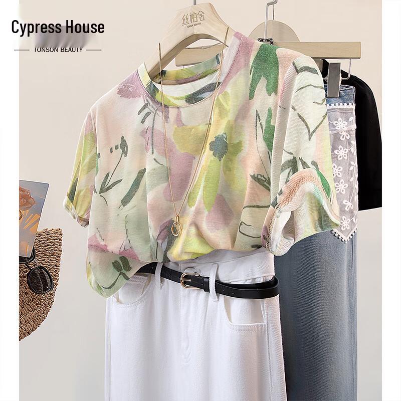 Women's Floral Print Short Sleeve T-Shirt