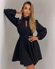 2025 European Spring/Autumn Sexy Hollow-Out Waist-Cinching Solid Color Dress for Women