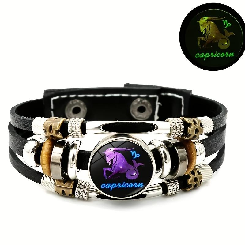 

Звездные созвездия, 1 шт. светящийся браслет из ПУ кожи с 12 созвездиями, крутой многослойный браслет из бусин для мужчин и женщин Capricorn