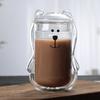 300ml Kreativer Bär Doppelbecher Personalisierte Kaffeetasse mit Deckel Transparente Glas Kaffeetasse Niedliche Cartoon Bernstein Bär Tassen