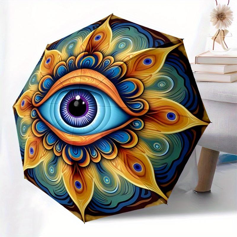 1pc Psychedelic Eye MandalaUmbrella with Plastic Handle,Suitable for All Seasons Home Travel Outdoor UmbrellaB1766
