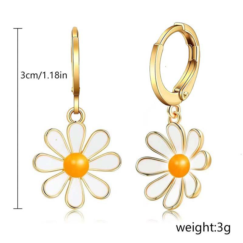 Delicate Gold Color Daisy Flower Hoop Earrings For Women Trendy Korean Sweet Sunflower Circle Earring Girl Wedding Party Jewelry