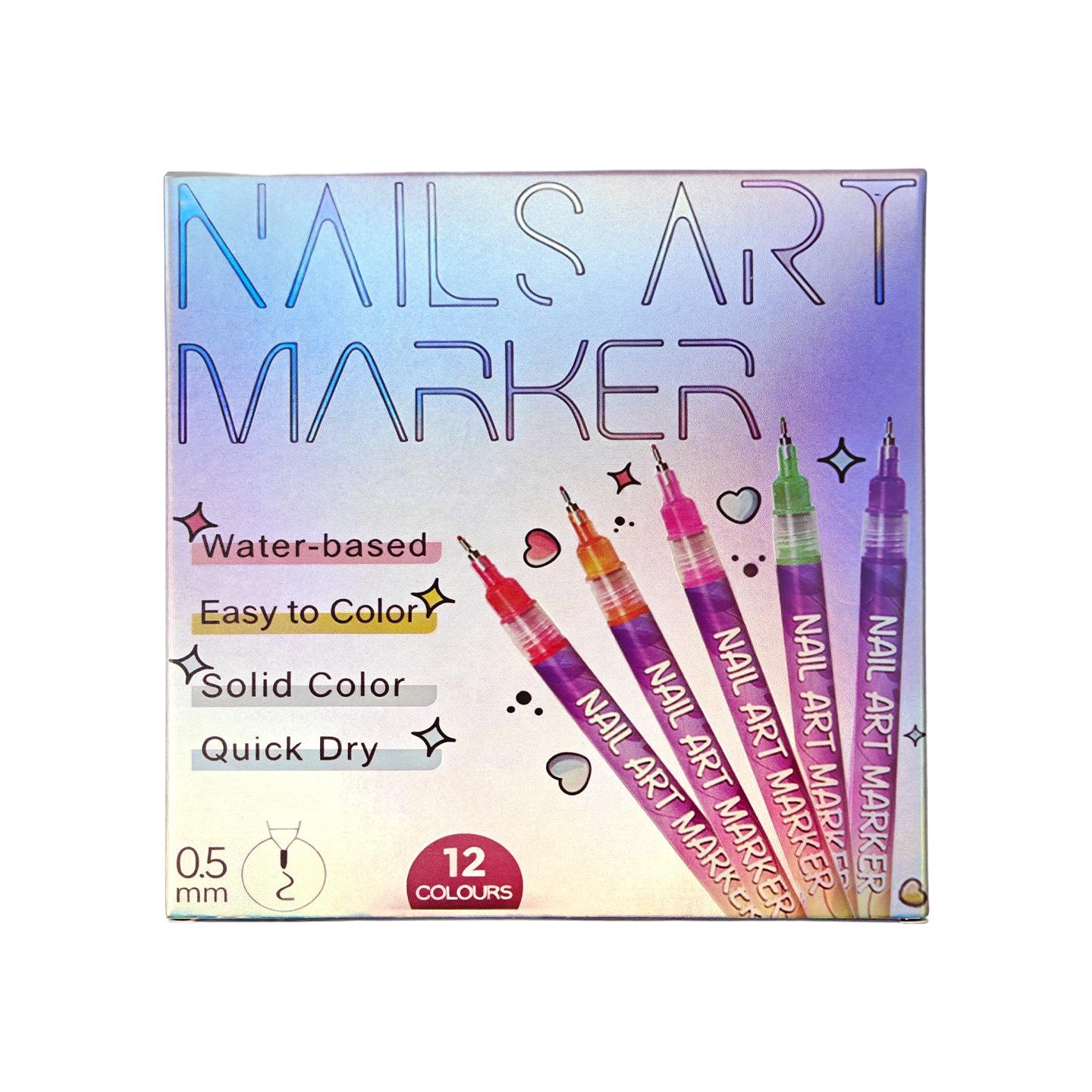 Nail Art Pen Set: 12-Color Quick-Dry Acrylic Markers for DIY Nail Design