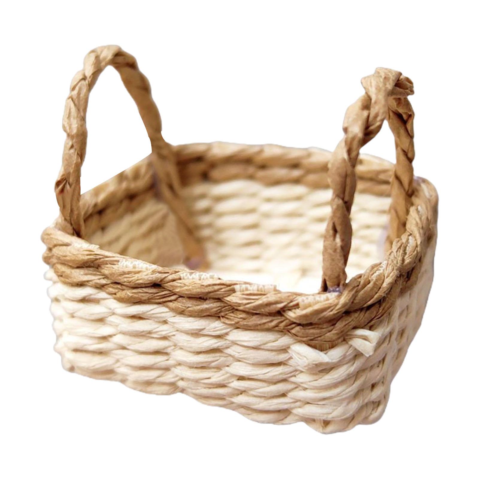 

Миниатюрная плетеная корзина для кукольного домика в масштабе 1/12 для кукольного домика, плетеная вручную, плетеная лукошко 3