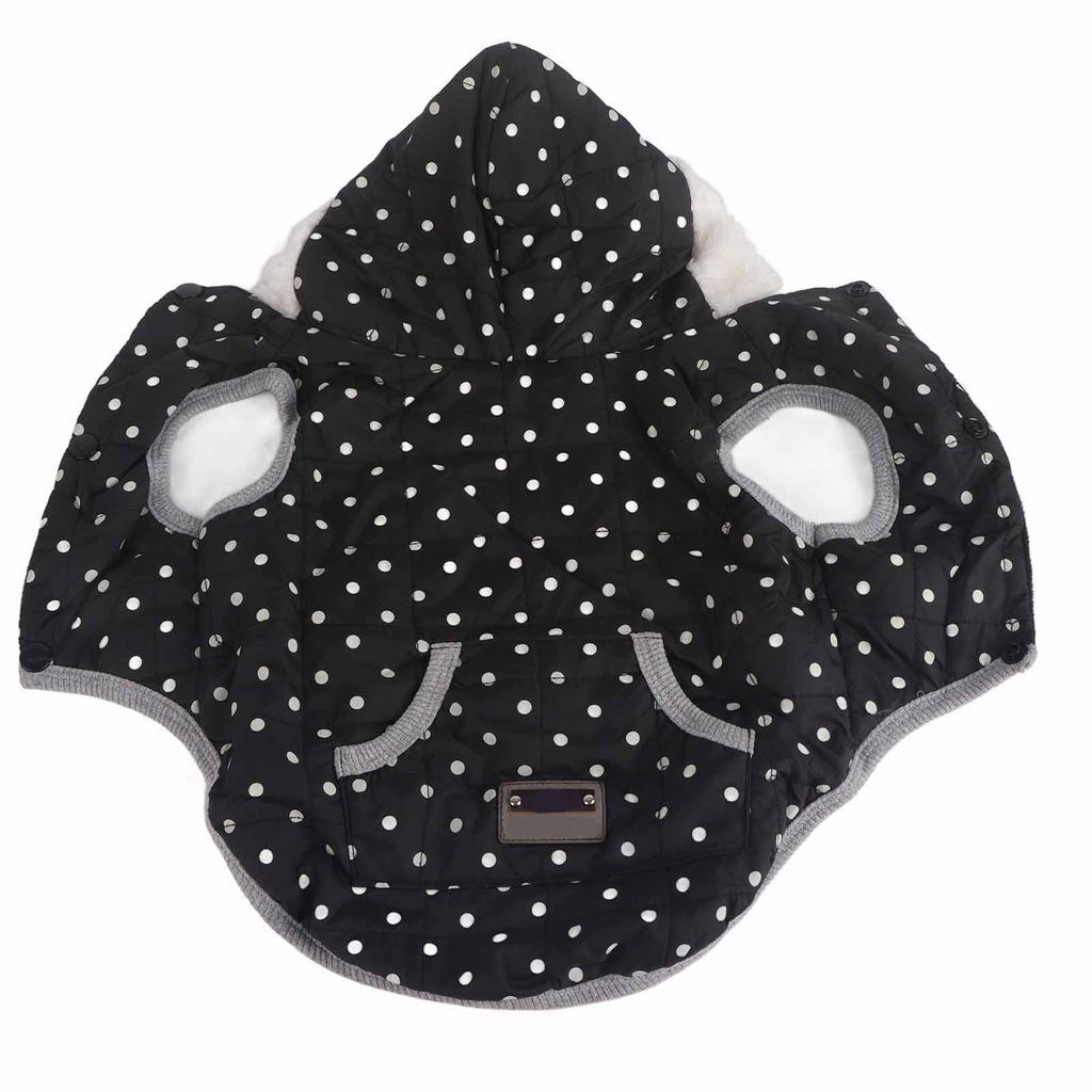 Zimowa kamizelka dla zwierząt stylowa w kropki pikowana pogrubiona z kapturem kurtka na zimną pogodę dla małych średnich psów kotów
