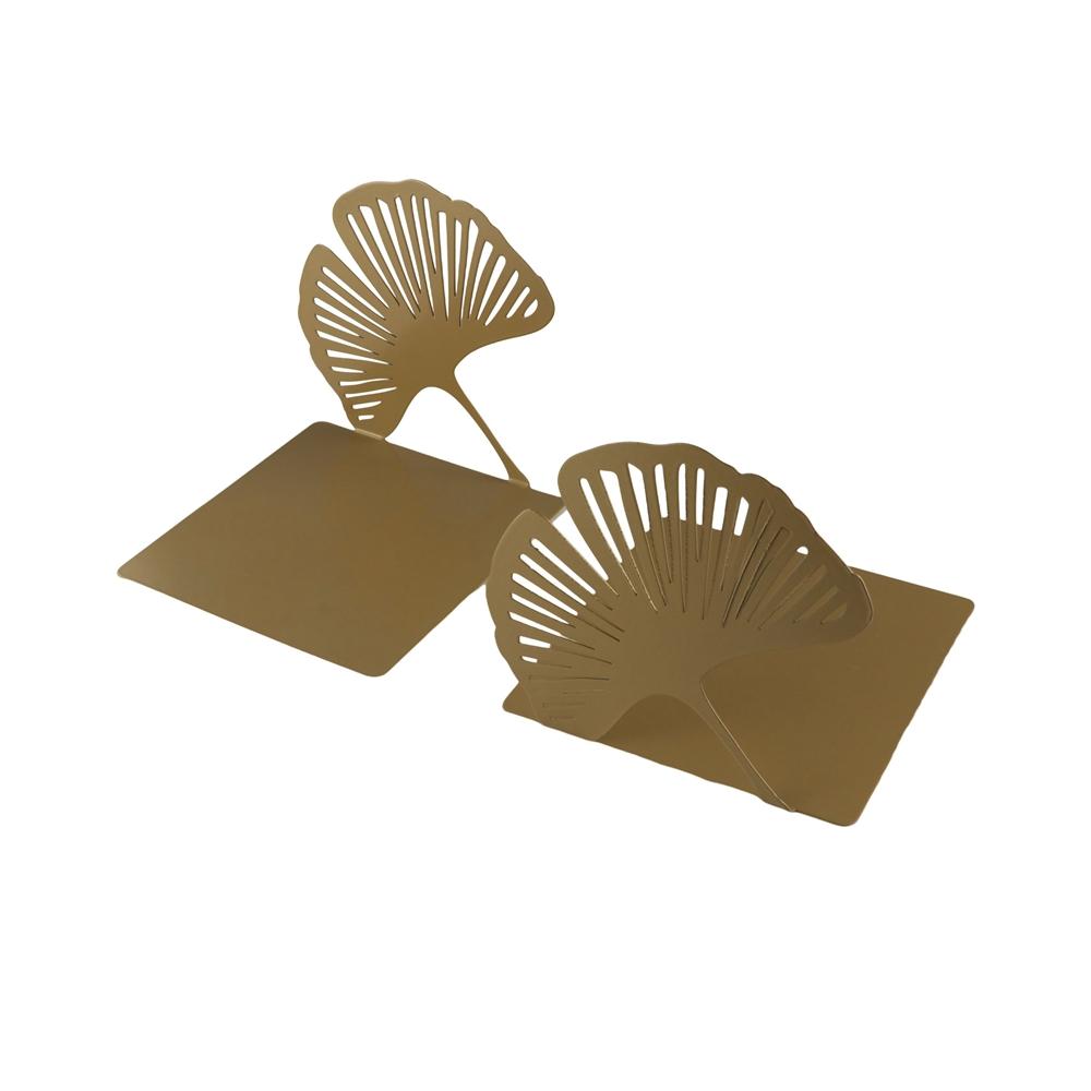 Hollow Out Ginkgo Leaf Bookshelf Stylish Metal Book Rack Modern L-shaped Folding Bookends  Students