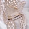 Solid Color Knitting Shoulder Bag Large Capacity Versatile Bohemian Crochet Tote Bag Hollow Out Casual Woven Handbag Women