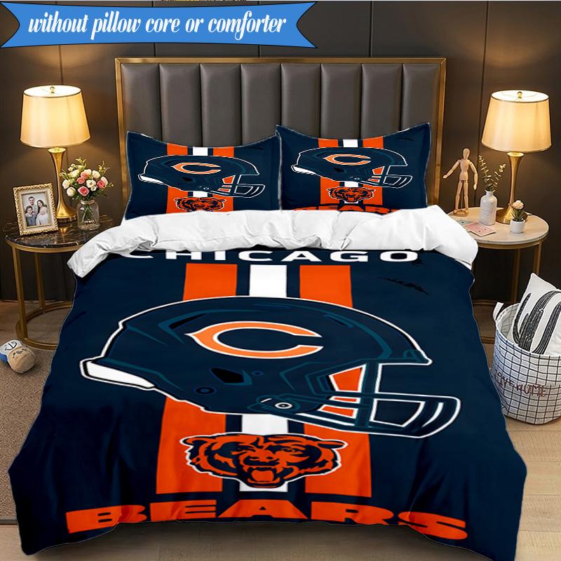 Chicago Bears  3pcs Bedding,Including 1pc Duvet Cover And 2pcs Pillowcases Perfect for Christmas,Ideal for Bedroom, Dormitory