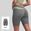High-Waisted Color-Block Yoga Shorts Women Tummy Control 5/8 Length Leggings Sporty Workout Pants With