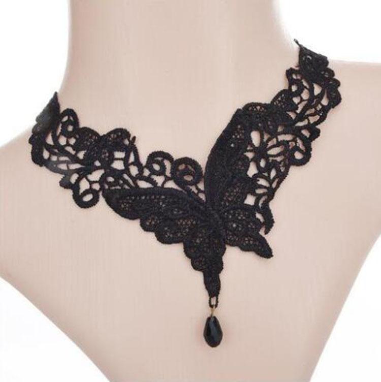 European And American Gothic Lace Collarbone Chain Women's Choker Simple Black Punk Accessory Collar