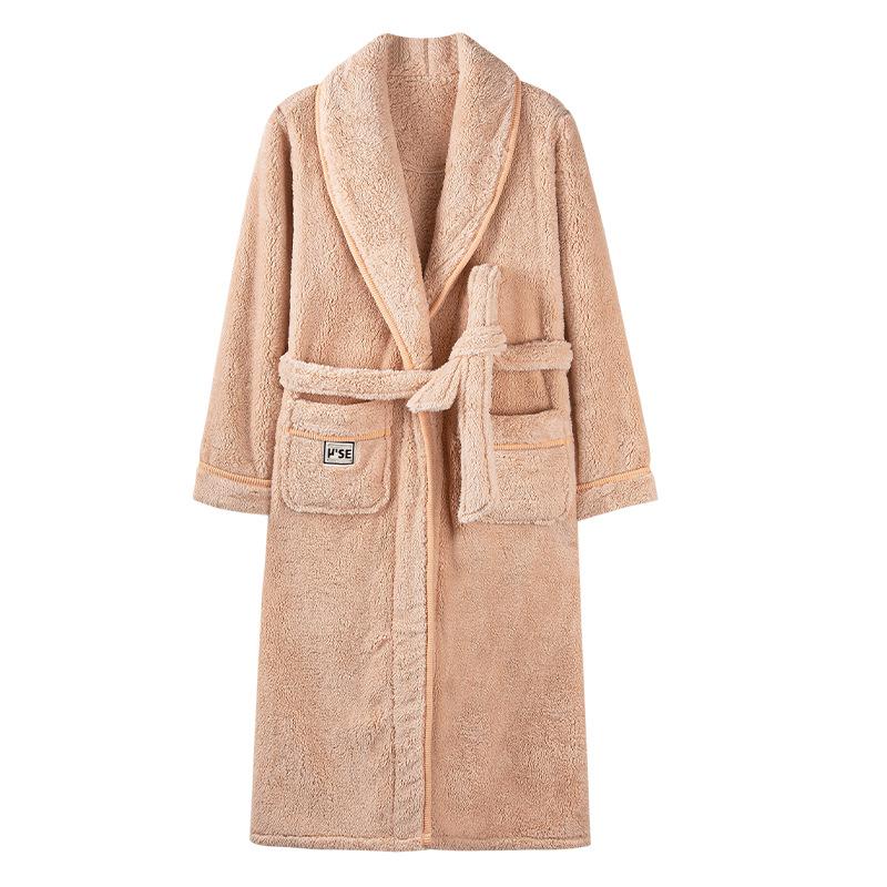 Pijamas Femininos Outono e Inverno Flanela Espessada Fleece Camisola Velo Coral Robe Térmico Inverno Roupa de Descanso