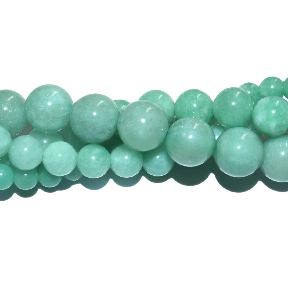 Jade Chalcedony Green Burmese Natural Stone 15" Smooth Loose Spacer Beads 4681012mm For Jewelry Making Diy Bracelets Charms Accessories