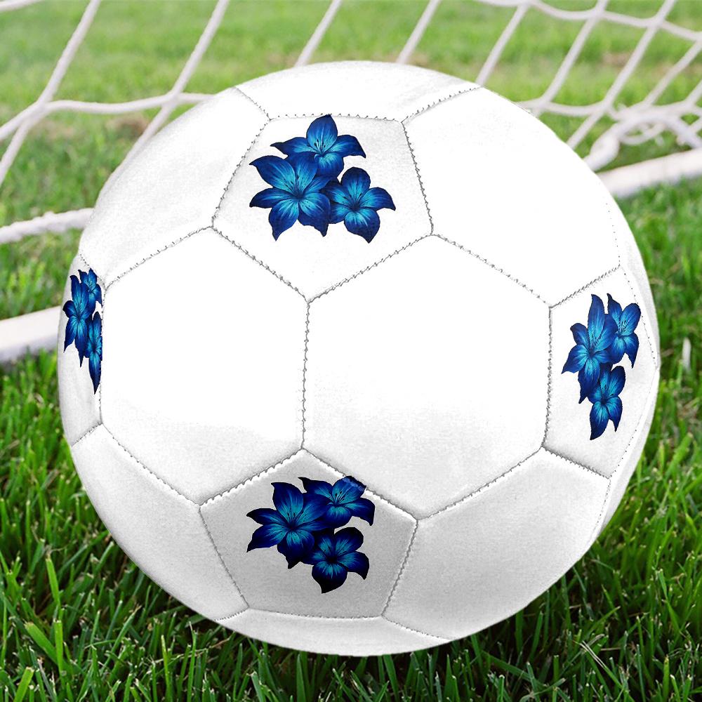 1PC Blue Lily Flowers Soccer Ball Size 5 Football Machine Sewn Indoor/Outdoor Universal Football W109