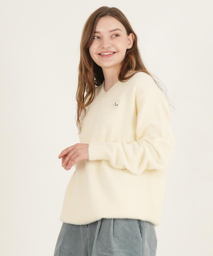 THE-ABON Mohair Oversized V-Neck Knit Gray