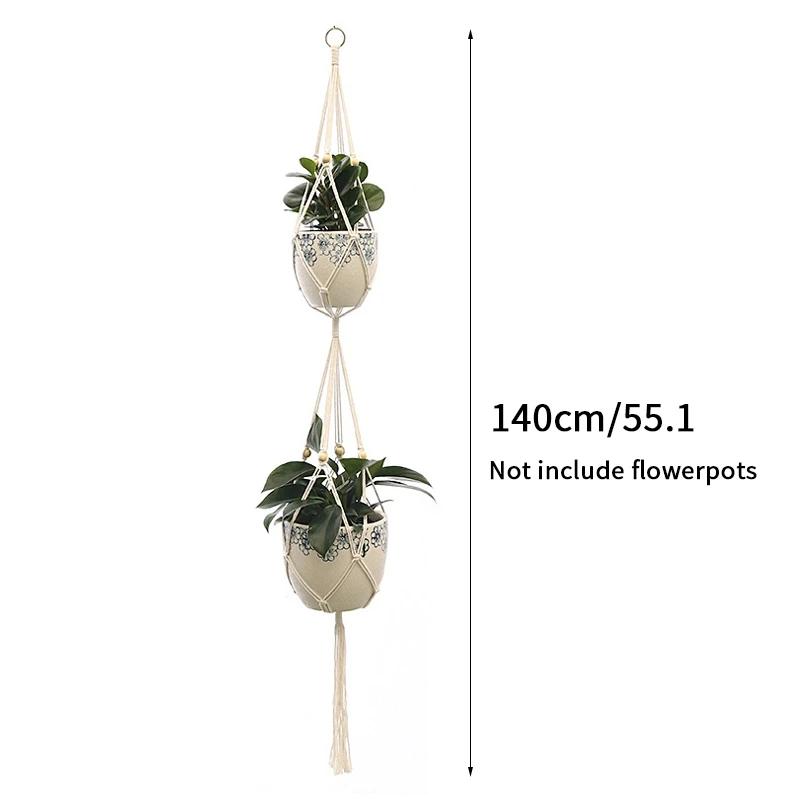 Vintage Macrame Hanging Baskets Cotton Handmade Flowerpot Net Plant Hanger Holder Basket Garden Home Planter Wall Decor