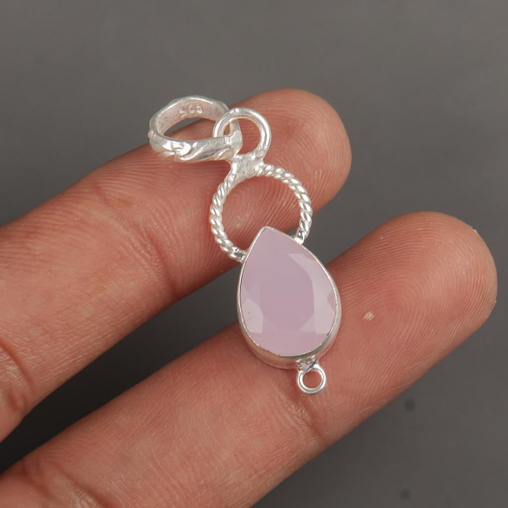 Rose Chalcedony Gemstone Jewelry, 925 Sterling Silver Pendant Jewelry, Handmade Gorgeous Pendant Gift For Women