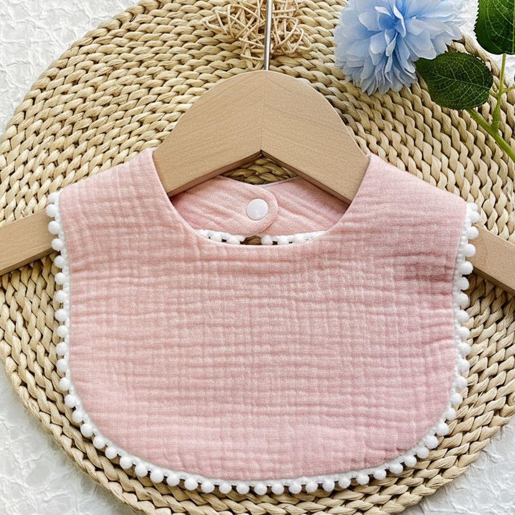 Cute Ruffle Edge Baby Bibs Kids Feeding Anti Dirty Bibs Infant Burp Cloths Newborn Fashion Pure Cotton Feeding Set Accessories