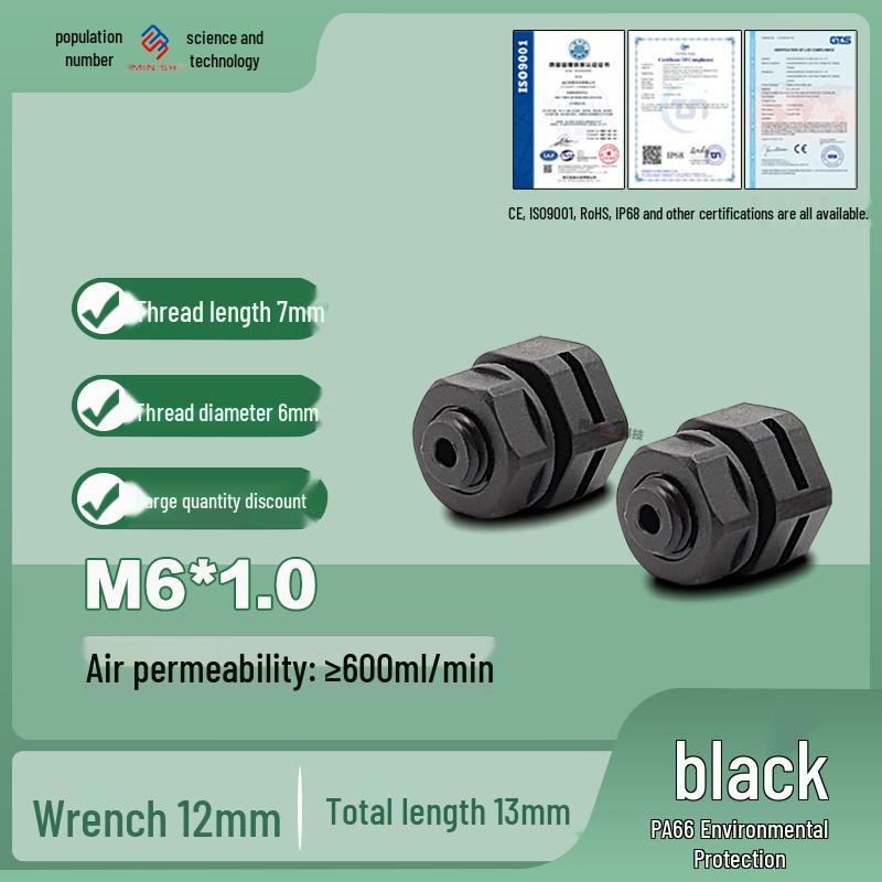 M12 Waterproof Breathable Nylon Automatic Vent and Pressure Relief Valve for Fermentation
