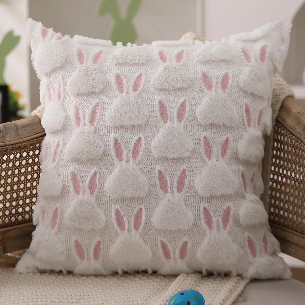 Plush Backrest Cover Warm Pillowcase Comfortable Rabbit Throw Pillow Cover Bedroom