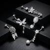 Butterfly Flower Belly Button Rings Rose Key Navel Piercing Jewelry Set For Women Beach Party Body Belly Jewelry Gift