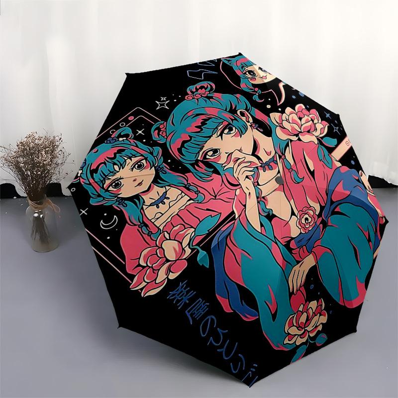 1pc Outdoor Umbrella with Anime Girl Design - Automatic Opening/Closing, Portable 3-Fold Design, 8-Rib Iron Frame - Perfect Gift for Fans, Travel