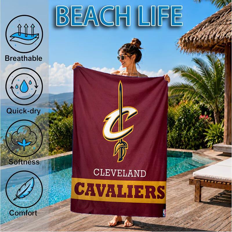 Football Cavaliers Logo Beach Towel, Microfiber Beach Towel, Perfect For Pool, Beach, Travel, Home Decor Beach Party Fan Gifts