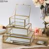 BRCreative Nordic style Home Dressing table organization Glass jewelry storage box Retro decoration Jewelry display TransparentEY