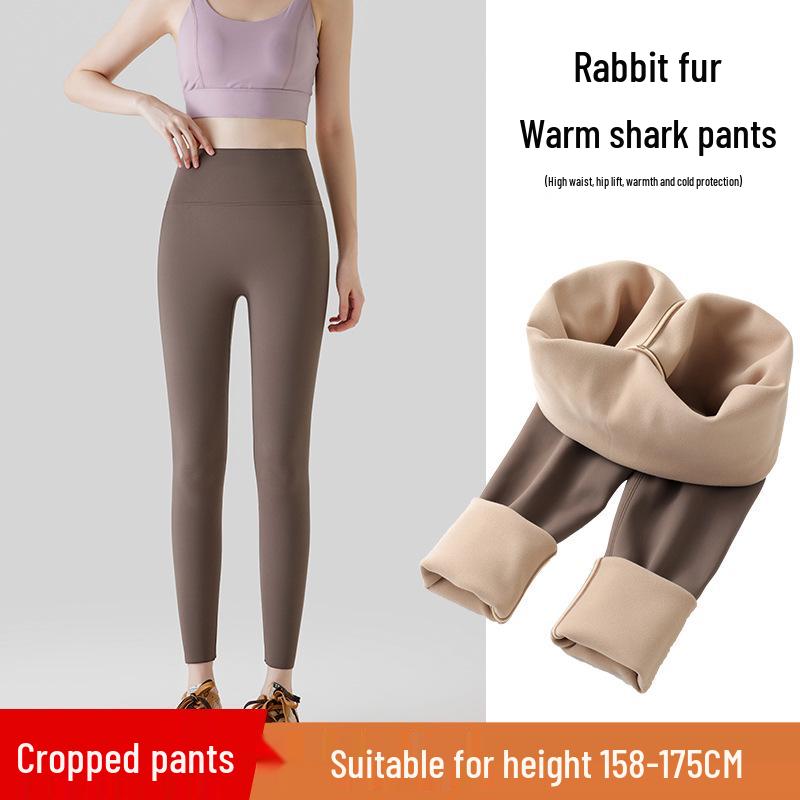 Women's Petite Plus Velvet Shark Leggings for Autumn/Winter - Thick, Tight, Cotton Yoga Pants