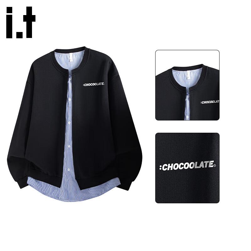 

:CHOCOOLATEit Men s Japanese Style Faux Layer Striped Cardigan Sweatshirt 2XL