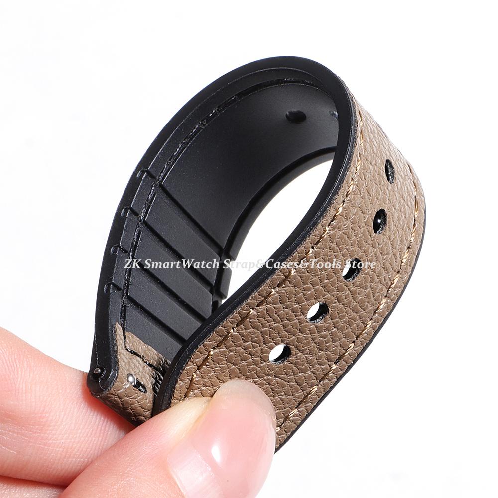 Handgefertigtes Retro Ölwachs Echtes Leder Kalbsleder Armband 20mm 22mm Schnellverschluss Damen Uhrenarmband Rindsleder Armband Zubehör
