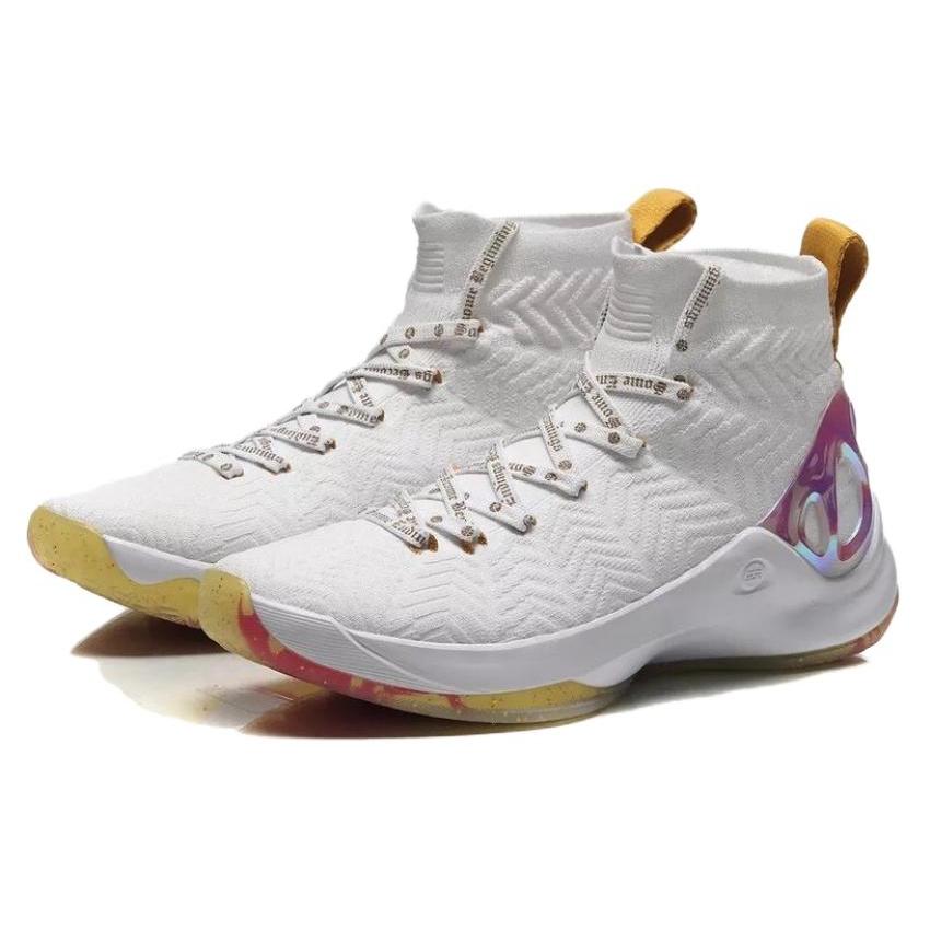 Li Ning CF Tracing The Heart Of Supo Non Slip Lightweight High Top Vintage Basketball Shoes Mens White ABAN035-6