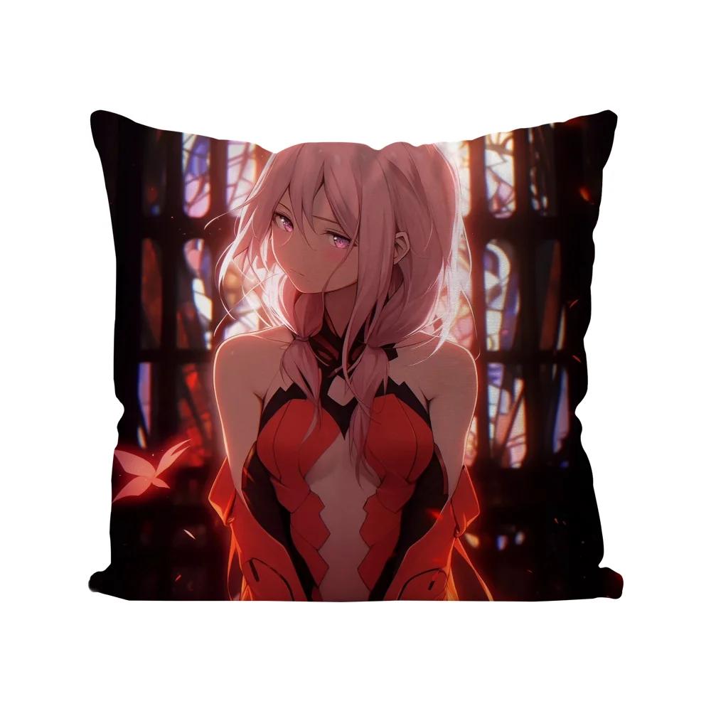Yuzuriha Inori Animation G-Guilty C-Crown Pillow Case Square Pillow Bedroom SofaLeisure ComfortLiving Room Home Decoration 40X40