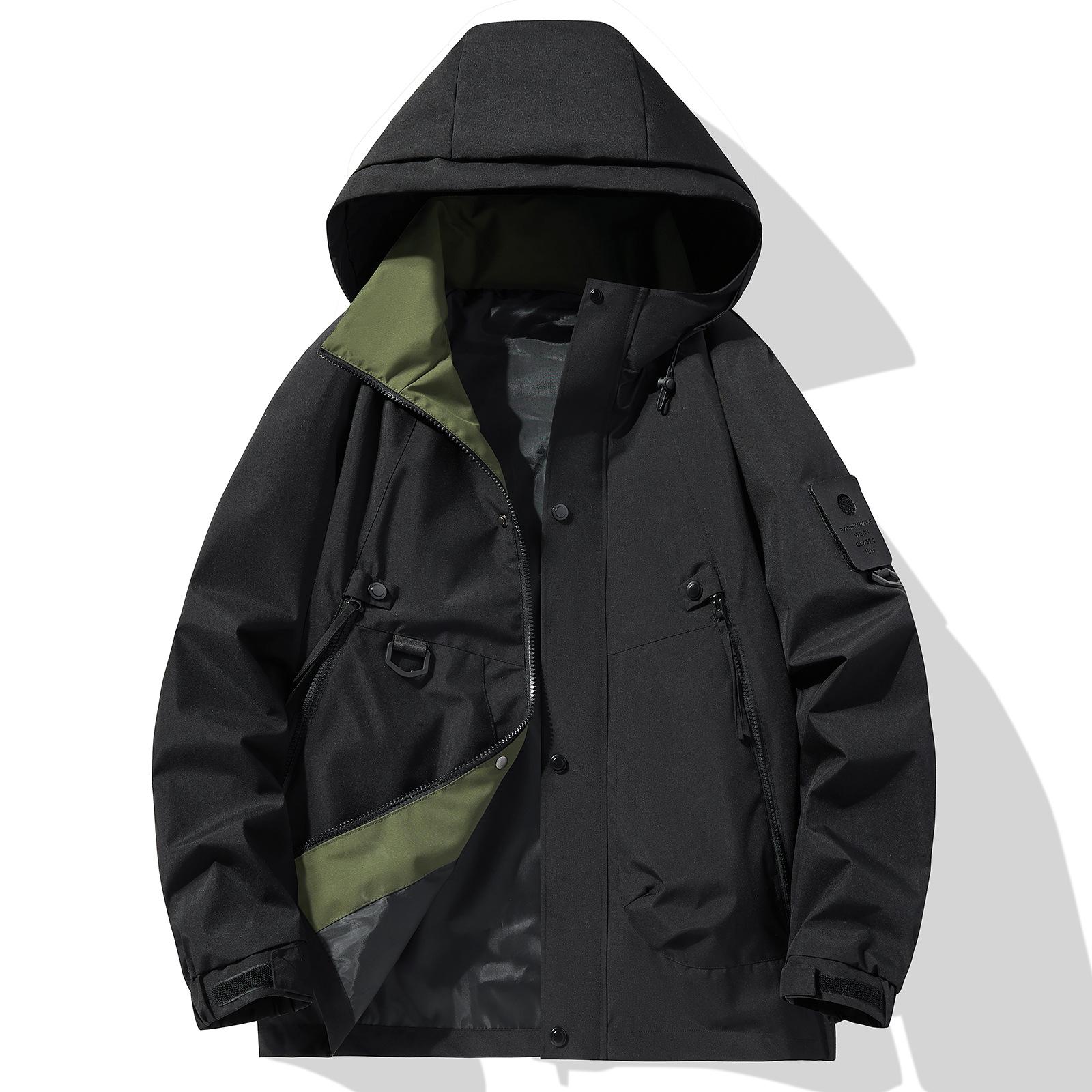 

Мужская куртка Весенне-осенняя уличная свободная водонепроницаемая куртка 4XL чёрный