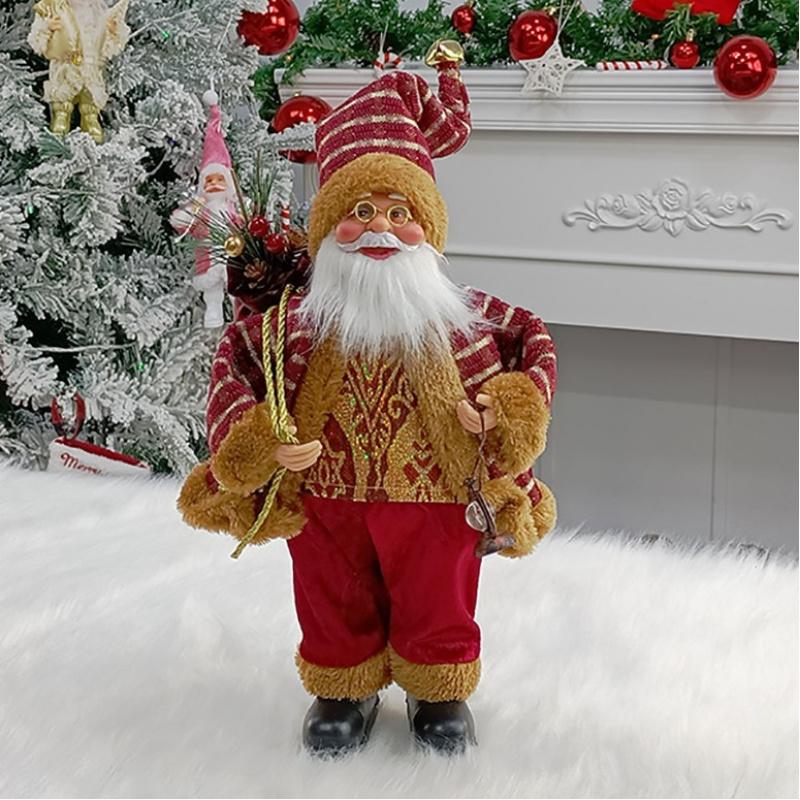 

New Santa Claus Plush Toy Christmas Decoration Standing Elder Children s Gift Ornament 12inch （17*10* 30cm ） золотий