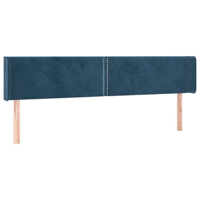 VidaXL Tête de lit avec oreilles Bleu foncé 163x16x78-88 cm Velours3118686